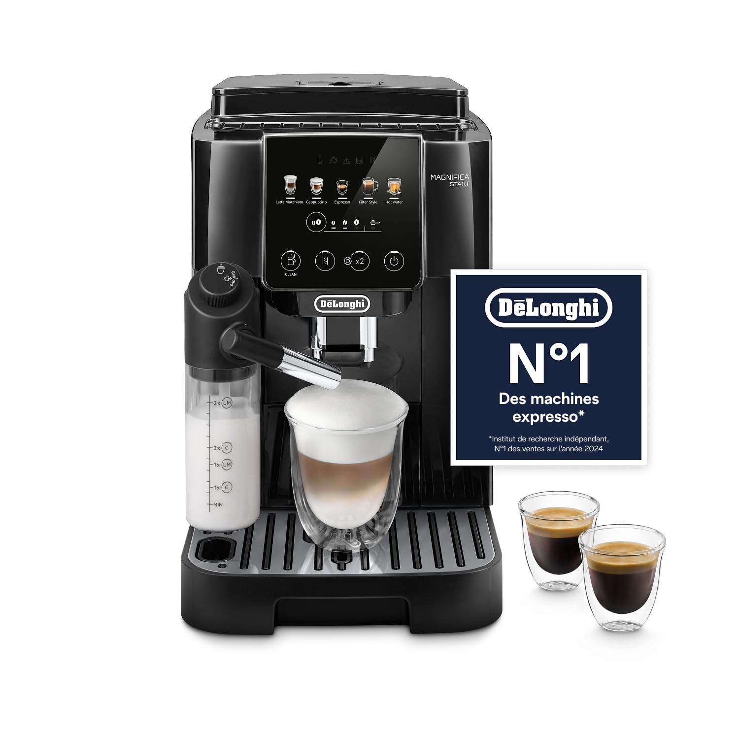 Magnifica Start - Perfetto Machine à Café Automatique avec LatteCrema Mousseur à Lait Automatique, Noir