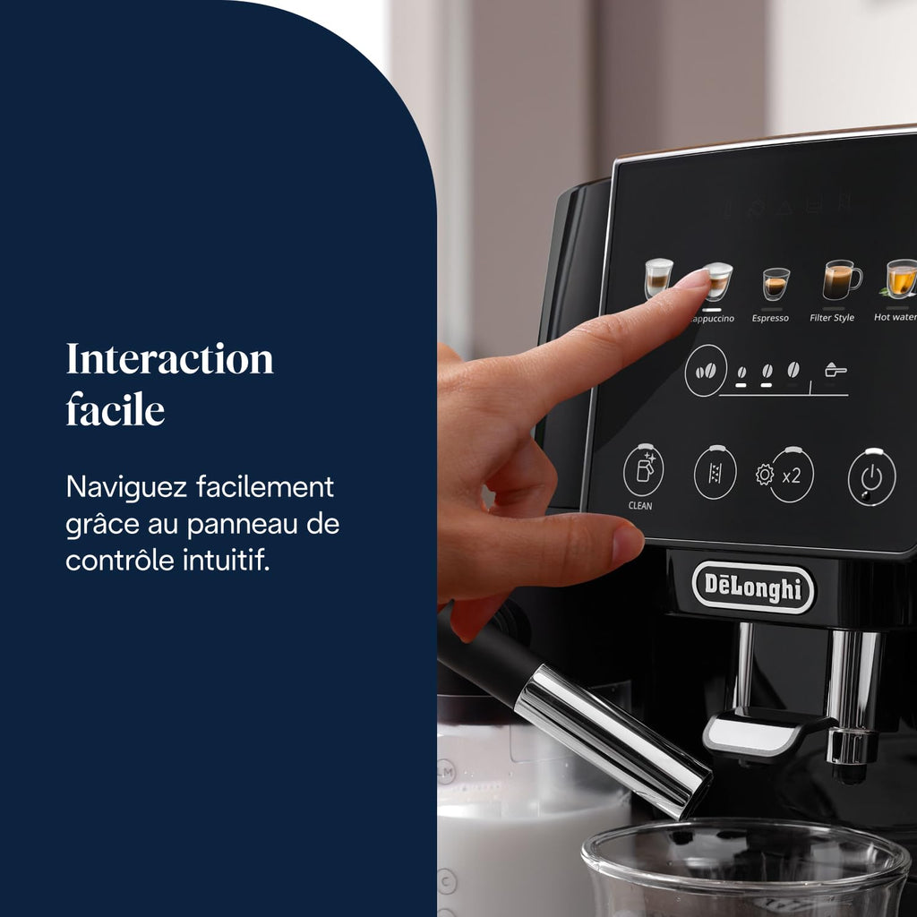 Magnifica Start - Perfetto Machine à Café Automatique avec LatteCrema Mousseur à Lait Automatique, Noir