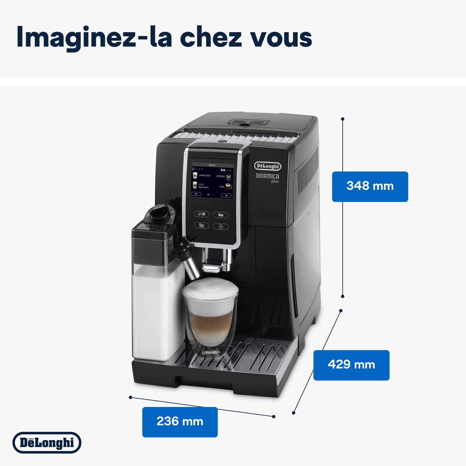 Dinamica Plus, Machine Expresso avec Broyeur, Système LatteCrema,, 1.8l, Noir