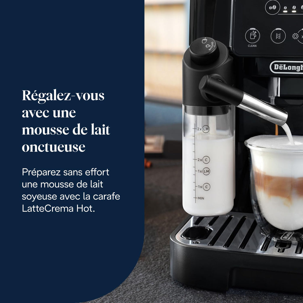 Magnifica Start - Perfetto Machine à Café Automatique avec LatteCrema Mousseur à Lait Automatique, Noir