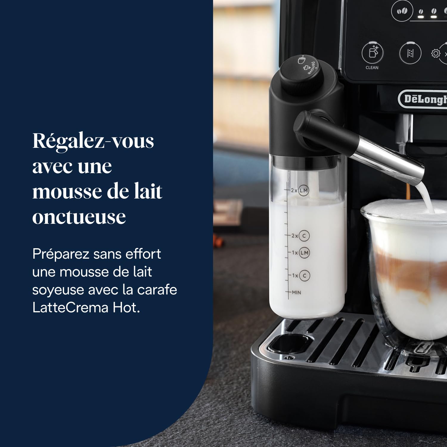 Magnifica Start - Perfetto Machine à Café Automatique avec LatteCrema Mousseur à Lait Automatique, Noir