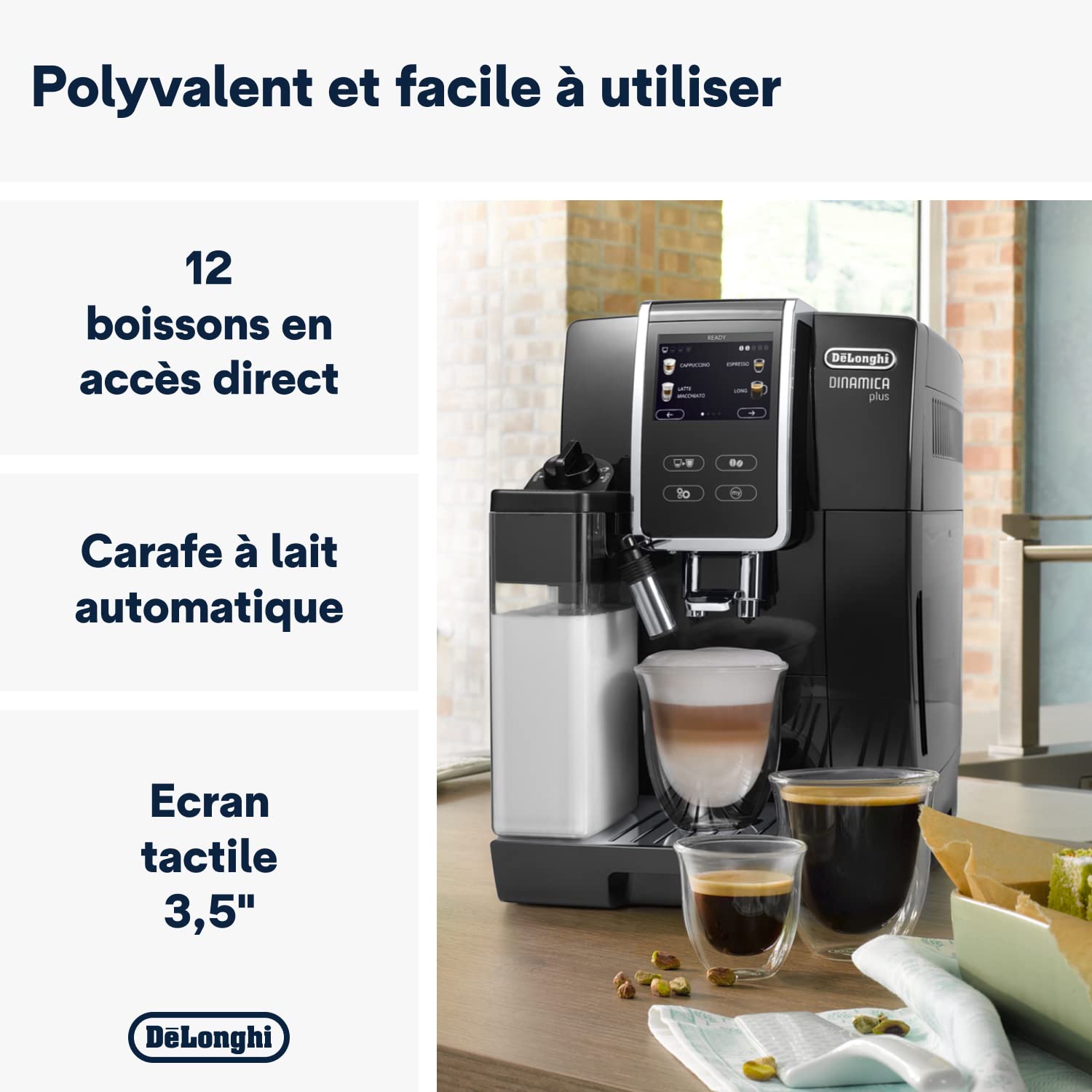 Dinamica Plus, Machine Expresso avec Broyeur, Système LatteCrema,, 1.8l, Noir