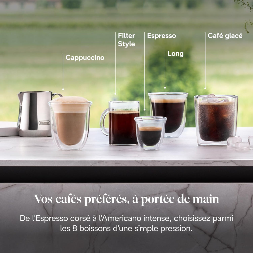 Rivelia - Perfetto Machine à Café Automatique, Mousseur à Lait Classique, Noir